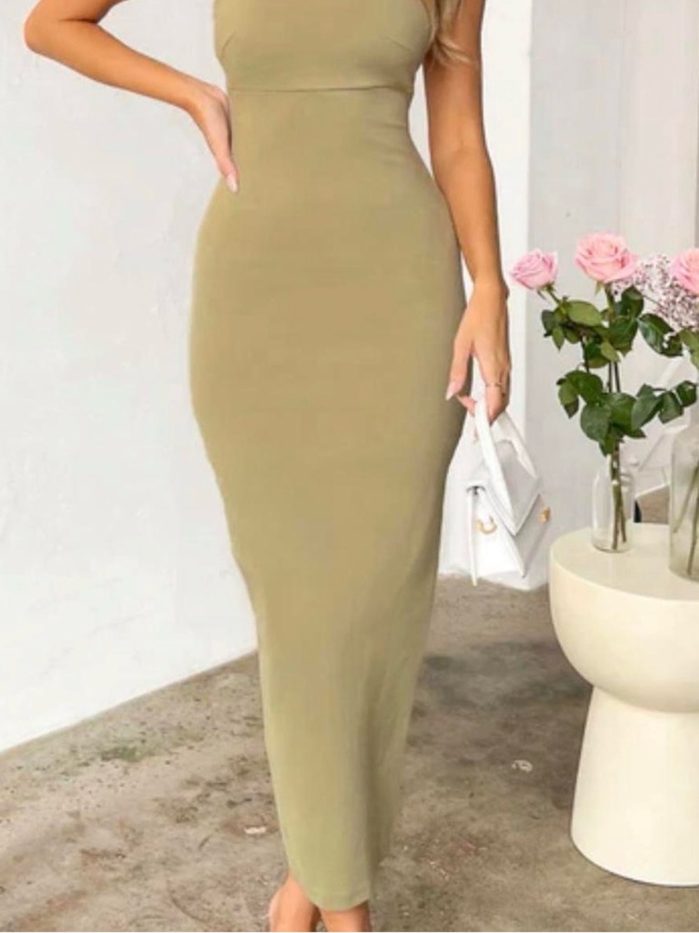 Beginning Boutique Elma Khaki Midi Dress